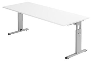 Scrivania bümö Serie O - Finitura: bianco, struttura: argento, dimensioni: 200 x 80 cm
