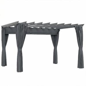 Outsunny Pergola circa 3,6x3 m Padiglione da giardino Copertura per terrazza in alluminio Padiglione da giardino con tetto regolabile Grigio scuro | Aosom Italy