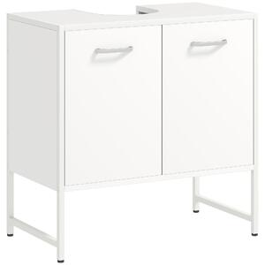 HOMCOM Mobile sotto lavabo, mobile bagno con 2 ante a chiusura soft e ripiano regolabile, bianco | Aosom Italy