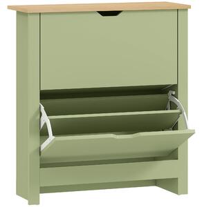 HOMCOM Scarpiera 12 paia, mobile porta scarpe stretto con 2 cassetti ribaltabili e ripiani regolabili, verde | Aosom Italy