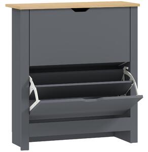 HOMCOM Mobile porta scarpe 12 paia, armadio porta scarpe stretto con 2 cassetti ribaltabili e ripiani regolabili, grigio scuro | Aosom Italy