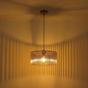Lampada a sospensione a LED, barre in acrilico, color ambra e oro, diametro 35 cm