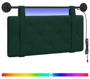 Testiera sospesa Con luce LED Verde Scuro Velluto
