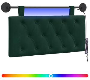 Testiera sospesa Con luce LED Verde Scuro Velluto