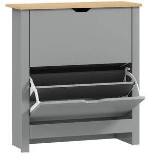 HOMCOM Scarpiera 12 paia, armadio porta scarpe stretto con 2 cassetti ribaltabili e ripiani regolabili, grigio chiaro | Aosom Italy