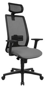 Sedia da ufficio ergonomica, color grigio chiaro, con supporto lombare a rete, regolabile in altezza