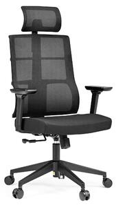 Sedia da ufficio con schienale a rete, colore nero, regolabile in altezza, con braccioli 3D