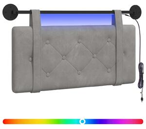 Testiera sospesa Con luce LED Grigio Chiaro Velluto