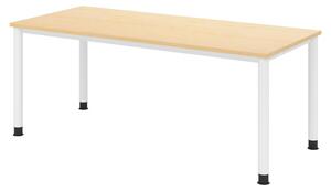 Scrivania bümö Serie H - Finitura: acero, Dimensioni: 180 x 80 cm, Struttura: bianco