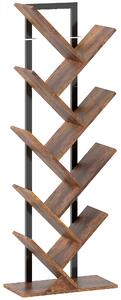 HOMCOM Libreria ad albero a 9 livelli, Mobile contenitore stile industriale con telaio in acciaio, 50x24x136cm, Marrone Rustico | Aosom Italy
