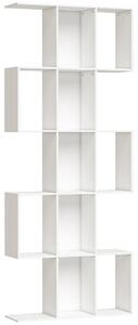 HOMCOM Libreria a Forma di S a 5 Livelli per Soggiorno Camera Studio Ufficio 80x24x200 cm Bianco | Aosom Italy