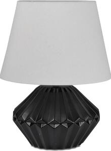 Lampada da tavolo a rilievo bulbosa rotonda nero opaco h. 46cm con paralume argento Formano