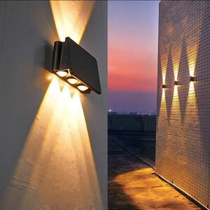 Luce solare faretto da parete moderno 5 LED luminosi lampada da parete senza fili UP Down luce esterna 1300 mAh bianco caldo lampada esterna lampada solare
