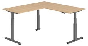 Scrivania angolare bümö regolabile elettricamente in altezza, forma a L - Struttura: grafite, finitura: rovere, dimensioni: scrivania angolare 180 x 200 cm