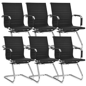 Set di 6 poltrone a dondolo, rivestite in ecopelle, colore nero, dimensioni 54x63x92 cm