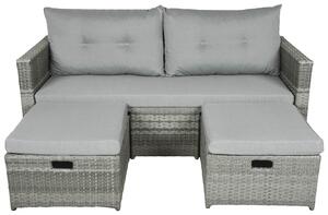 Divano da salotto Garden Pleasure Malta in plastica grigia, metallo, 8 pezzi