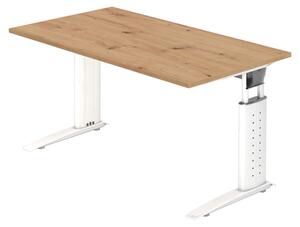 Scrivania bümö Serie U - Finitura: rovere nodato, struttura: bianco, dimensioni: 140 x 80 cm
