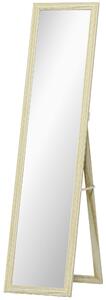 HOMCOM Specchio da terra e a parete rettangolare specchio a figura intera Cabina armadio Camera soggiorno 37x37x154cm legno naturale | Aosom Italy