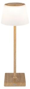 Lampada da tavolo a LED, touch dimmer, batteria ricaricabile USB, aspetto legno, H 38 cm