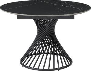 Tavolo da pranzo allungabile - Da 4 a 8 persone - Vetroceramica e metallo - Look in marmo nero - CASTINA