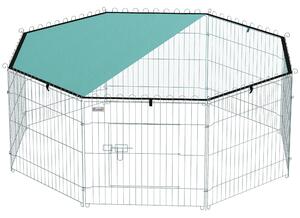 PawHut Recinto per cani, recinto 8 pannelli con tetto, modulabile e pieghevole, recinto portatile 60H cm con porta argento verde | Aosom Italy