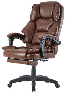 Sedia da ufficio con poggiapiedi e braccioli flessibili a 3 punti, sedia ergonomica da scrivania con design in effetto pelle, dotata di schienale regolabile per una postura più corretta. Colore: marrone scuro