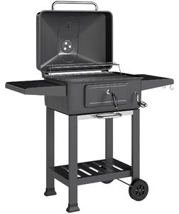 Barbecue a carbonella Outsunny con coperchio e vaschetta per il carbone regolabile in altezza
