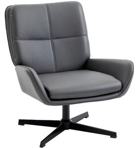 HOMCOM Poltrona da Salotto Rivestita in PU Poltrona da Lettura con Seduta Imbottita Braccioli Gambe Metalliche Grigio | Aosom Italy