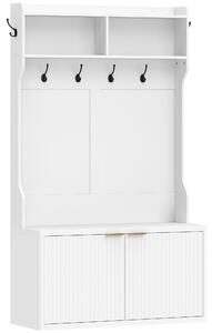 HOMCOM Appendiabiti-Scarpiera 4 in 1 Appendiabiti Moderno con Ripiano Aperto per Corridoio Ingresso Camera 100x38x172 cm Bianco | Aosom Italy