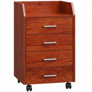 Vinsetto Cassettiera da Scrivania con Ruote Cassettiera da Ufficio con 4 Cassetti Archivio Mobile per Studio 40x36x65 cm Marrone | Aosom Italy