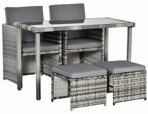 Set da giardino Outsunny in polyrattan, 5 pezzi con cuscini, grigio
