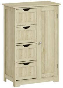 Kleankin Armadio da Bagno Colonna Stretta con 4 Cassetti e Ripiano Regolabile Stile Moderno 56x30x83 cm Legno Naturale | Aosom Italy