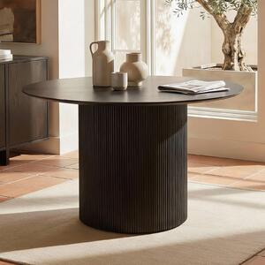 Tavolo rotondo VIANNEY, circa 120x120 cm, nero - con struttura centrale in metallo, piano del tavolo in MDF con decoro effetto legno, ideale per 4-6 persone, facile da pulire e dal design moderno