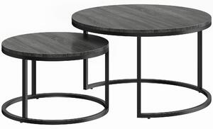 HOMCOM Set 2 Tavolini da Caffè Moderni, Tavolini Impilabili con Struttura in Metallo per Soggiorno, Camera da Letto, Ufficio, Nero | Aosom Italy