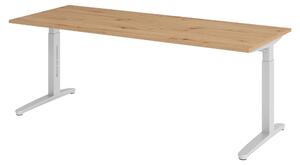 Scrivania bümö Serie XB - Struttura: argento, finitura: rovere nodoso, dimensioni: 200 x 80 cm