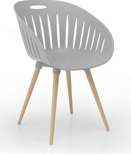 Set di 2 sedie da esterno, in plastica, colore grigio chiaro, modello standard