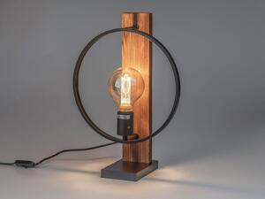 Lampada da tavolo Formano in stile industriale, in metallo e legno, design circolare, 42 cm, con attacco E27