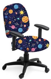 Copertura per seduta di scrivania in poliestere, 2 pezzi, con motivo a tema spaziale, elasticizzata e anti-polvere