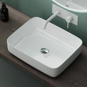 Mai & Mai lavabo Lavabo da appoggio WDH: 50x40x13,5 cm Lavabo in ceramica bianco rettangolare con nano rivestimento Bruxelles106