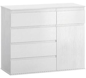 HOMCOM Buffet salotto, mobile contenitore con 5 cassetti, ripiano regolabile e anta con chiusura rallentata, 100 x 40 x 80 cm, bianco | Aosom Italy