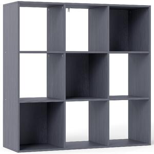 HOMCOM Libreria, scaffale contenitore a 3 livelli con 9 scomparti, per soggiorno, ufficio, camera, 91x29,5x91cm, grigio | Aosom Italy