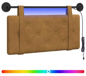 Testiera sospesa Con luce LED Marrone Velluto