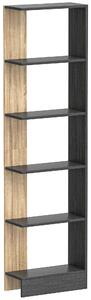 HOMCOM Libreria Scaffale portaoggetti con 5 scomparti aperti 45 x 21 x 170 cm Nero e rovere | Aosom Italy