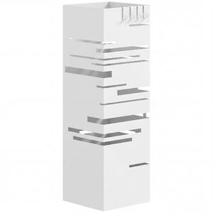 HOMCOM Portombrelli in Metallo con 4 Ganci e Vassoio Raccogligocce Estraibile per Ingresso Ufficio 15,5x15,5x49 cm Bianco | Aosom Italy
