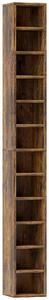 HOMCOM Porta CD e DVD con 12 scomparti, capacità max. 204 CD, 21 x 20 x 175 cm, marrone rustico | Aosom Italy