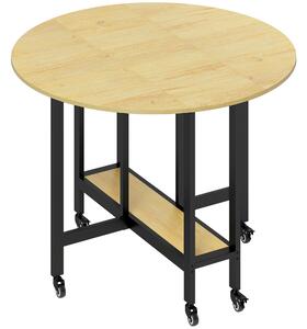 HOMCOM Tavolo da pranzo pieghevole su ruote, tavolo da cucina per 4 persone con ripiano integrato, 100 x 100 x 75 cm, rovere | Aosom Italy