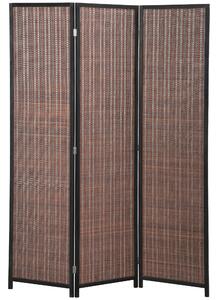 HOMCOM Paravento in legno separatore di ambienti divisorio pieghevole 3 pannelli 135 x 180 cm marrone | Aosom Italy