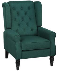 HOMCOM Poltrona a orecchie elegante, imbottitura spessa, rivestimento removibile, 74 x 86 x 102 cm, Verde scuro | Aosom Italy