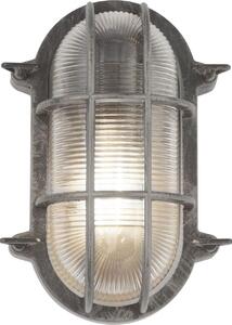Lampada da parete per esterni in alluminio vetro E27 IP44 altezza 25 cm in argento antico applique marittima per esterni