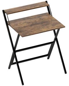 HOMCOM Scrivania pieghevole 65,5 x 45 cm con ripiano portaoggetti per camera, piccoli spazi, marrone rustico | Aosom Italy